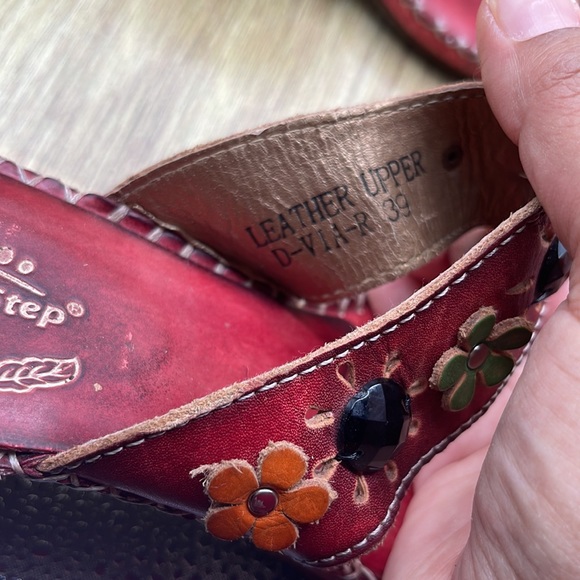 Spring Step Floral Heeled Sandals - 39 (EU) (Red) - Picture 6 of 8